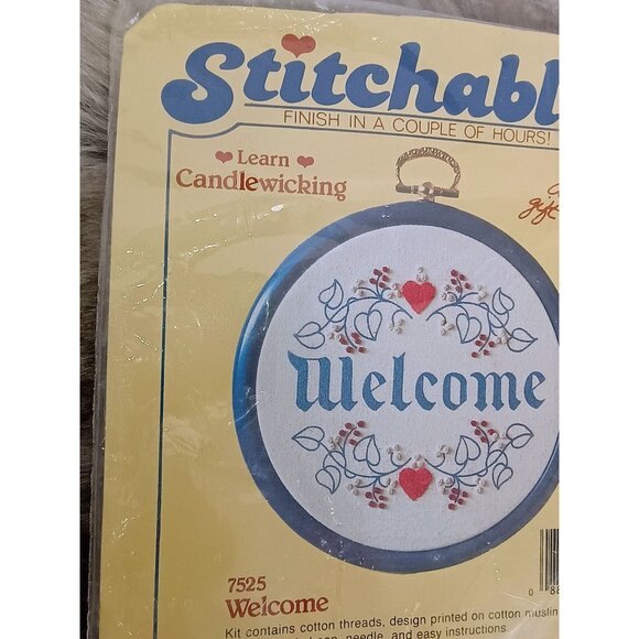Stitchable Welcome Candlewicking Kit 7525  Kit Includes Threads Printed Cotton M - Picture 3 of 4